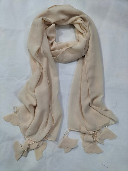 Premium Quality Chiffon Stoler with Tassels - Elegant Hijab Scarf