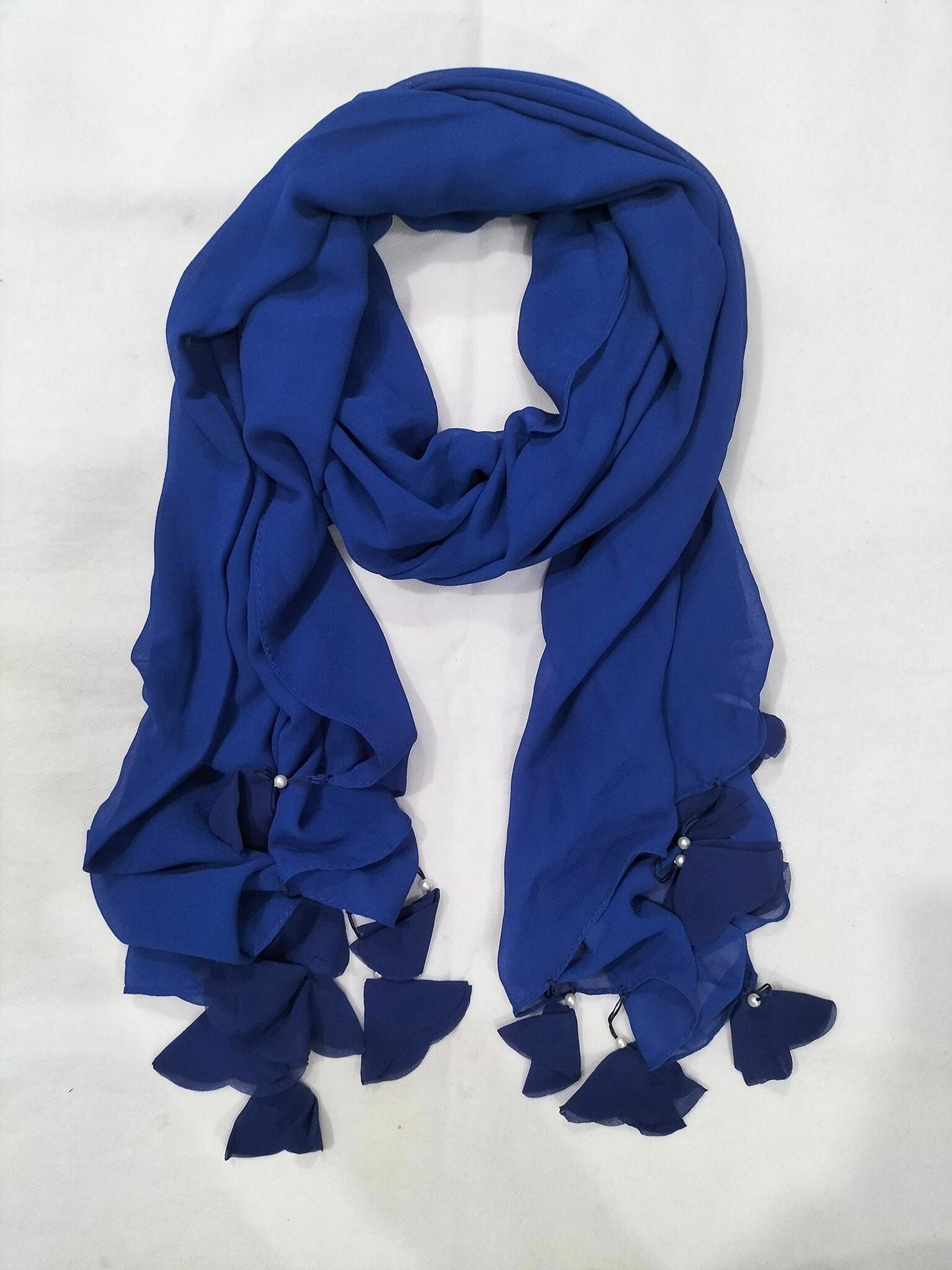 Premium Quality Chiffon Stoler with Tassels - Elegant Hijab Scarf