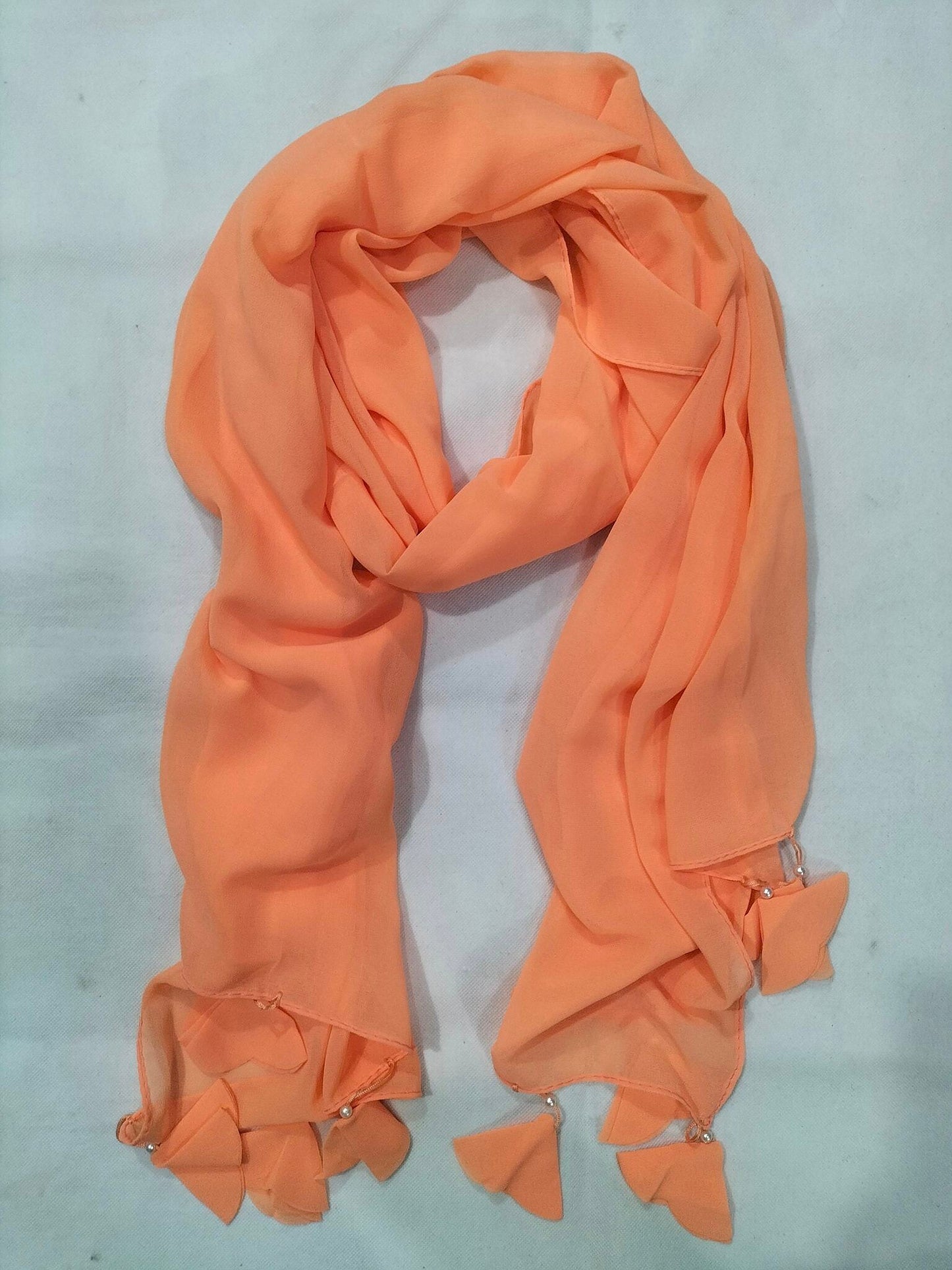 Premium Quality Chiffon Stoler with Tassels - Elegant Hijab Scarf