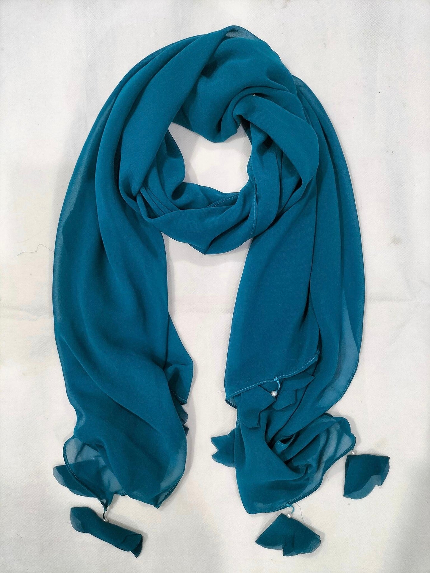 Premium Quality Chiffon Stoler with Tassels - Elegant Hijab Scarf