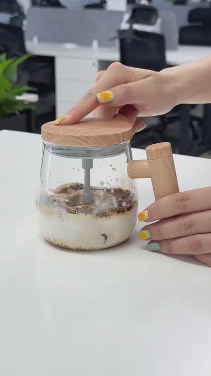 Self-Stirring 400ml Electric Mug – Glass Mixing Cup for Coffee, Milk & Protein Powder | Travel & Office Friendly | High Borosilicate Glass