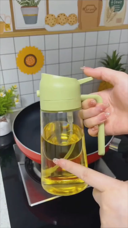 2-in-1 Cooking Oil Sprayer & Dispenser – 470ml Glass Olive Oil Bottle