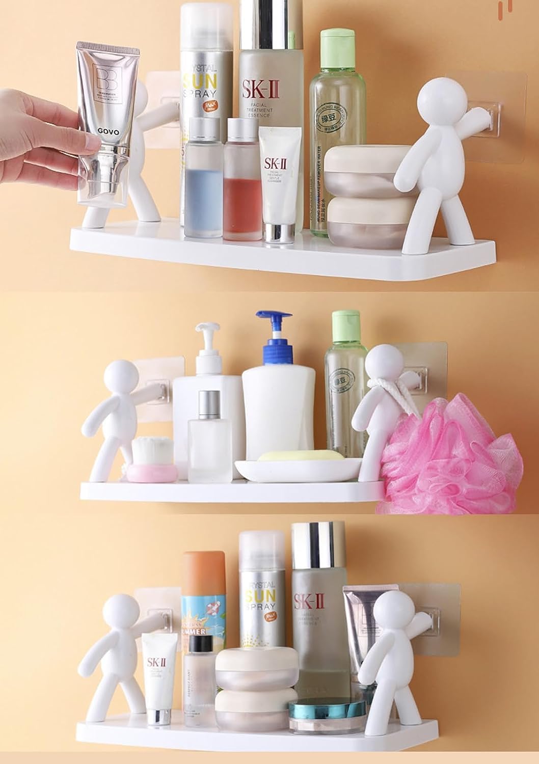 Easy to install self adhesive wall shelf no drilling required